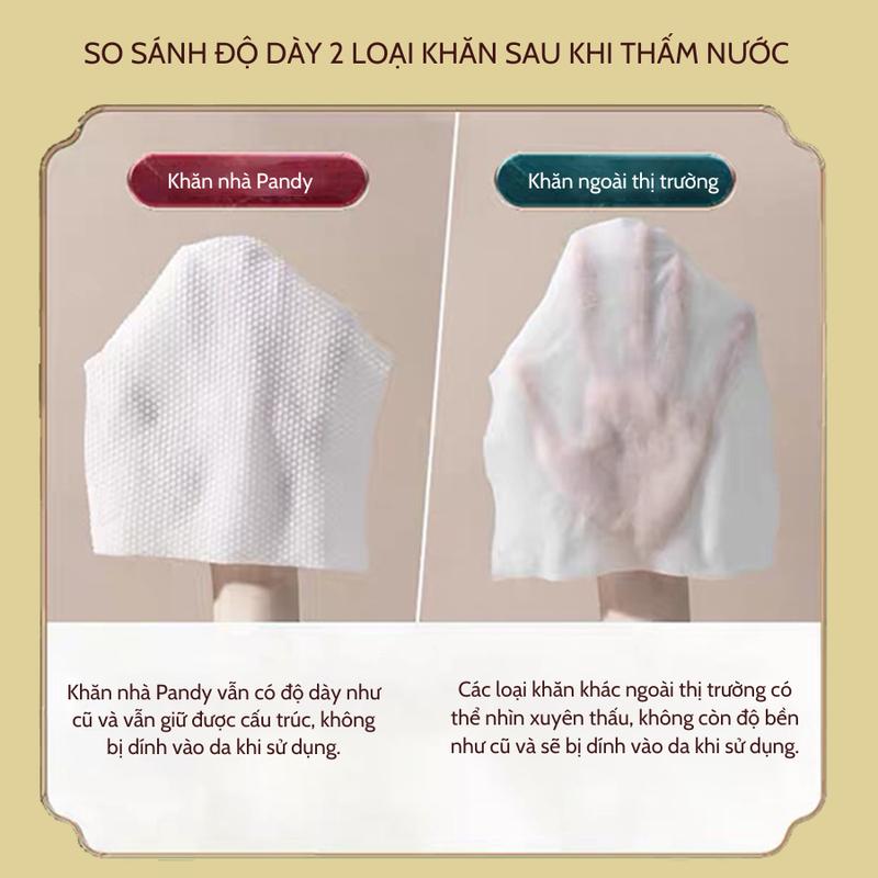 Product Introduction of Khăn khô đa năng cho bé PANDY vải cotton mềm 2 mặt, dùng 1 lần bịch 60 khăn rút, không mùi không paraben 6