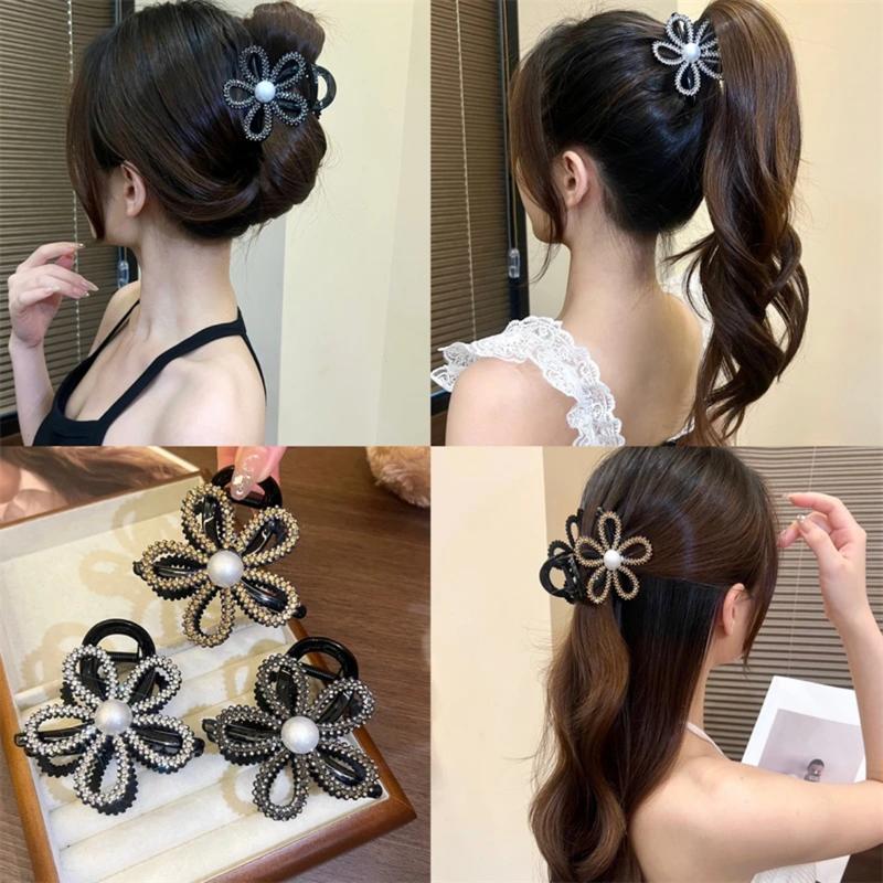 Kẹp Tóc Bông Hoa Đính Đá Thời Trang Hàn Quốc Nữ Mới Kẹp Tóc Đuôi Ngựa Cho Nữ