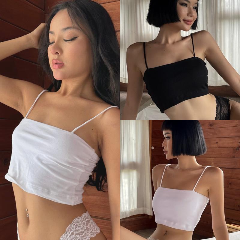 Joy Tee | Áo Thun Nữ Crotop Hai Dây Sợi Bún Cotton Hai Lớp Thiết Kế La Perbra