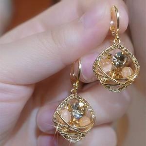 Anting-anting Geometri Berlian Mata Kucing, Gaya Mewah Mampu Milik, Untuk Wanita, Klip Telinga Fesyen Retro Perancis, Ketibaan Baru, Gaya Panas, Barang Kemas Telinga Serba guna Perak Permata