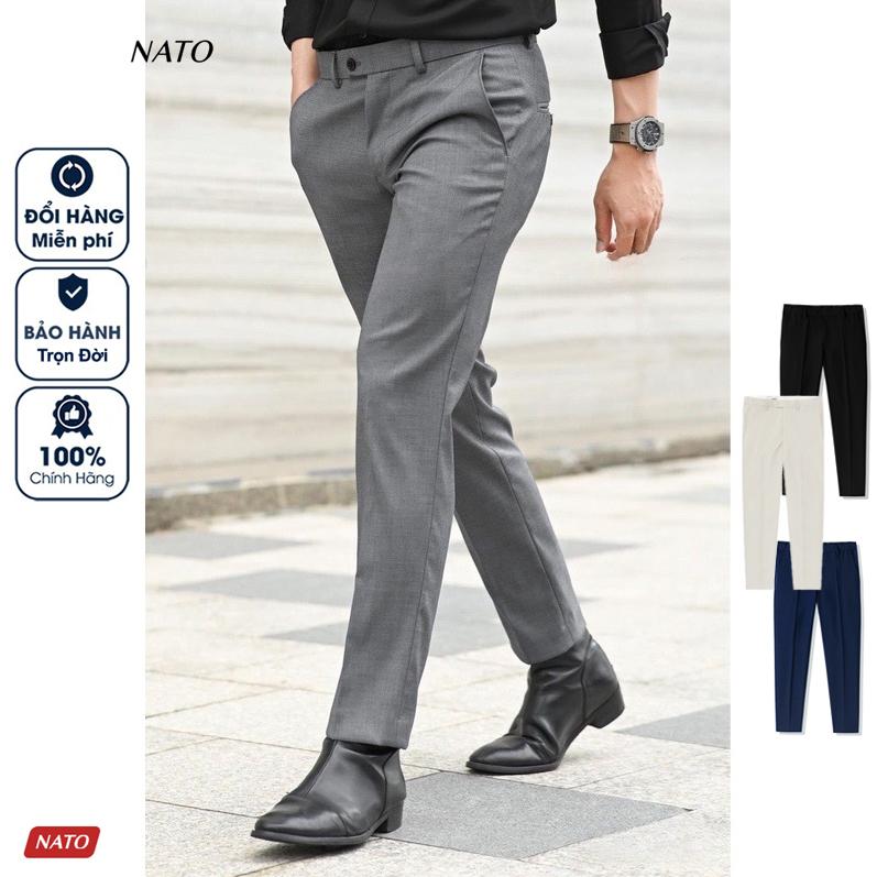 Quần Tây Nam THOMAS Vải Cotton Tây Oxford Trơn Cao Cấp Màu Xám Đen Xanh Kem Đẹp Co Giãn Tag Chun Khaki Dài NATO Có Túi Menswear Pants
