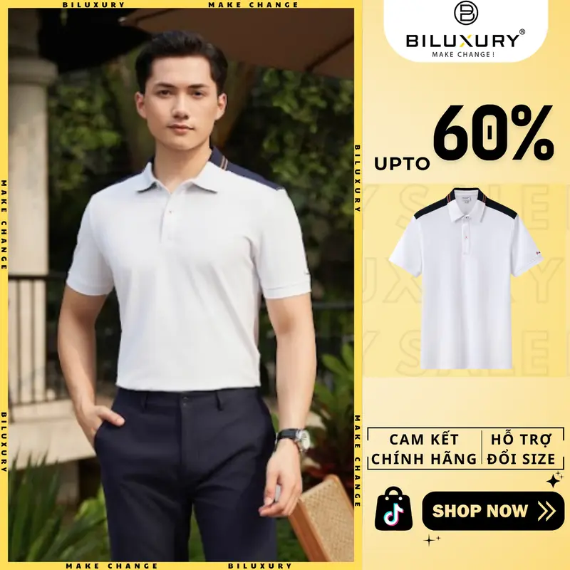 Áo Polo Biluxury Cao Cấp Vải Recycle Thân Thiện Với Da 8APCT432TRK Form Body Fit Ôm Vừa Người Menswear Nam Có Cổ Tay Ngắn Shirt 7
