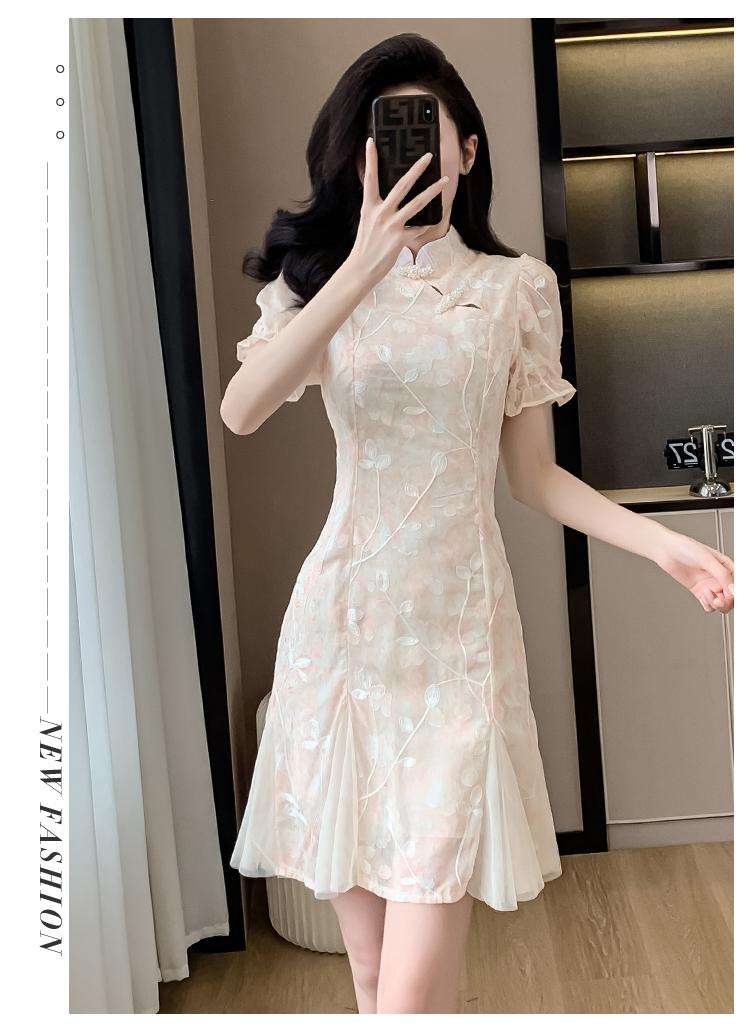 Product Introduction of Improved Cheongsam Floral Dress for Women Summer 2025 New Elegant Fairy Dress for Daily Wear 19