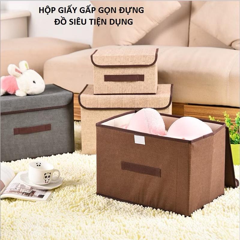 ￼Hộp đựng đồ bằng vải, combo 2 hộp to nhỏ 7