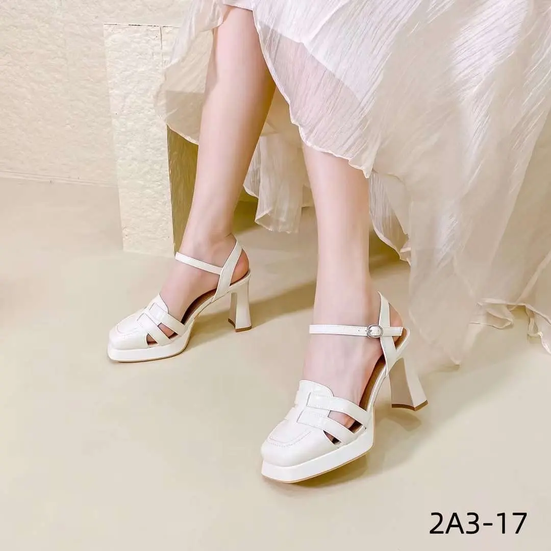 ] xăng Đan nữ da xịn 2A3-17 quảng châu cao cấp gót trụ 8 cm phom chuẩn 1.5 êm chân