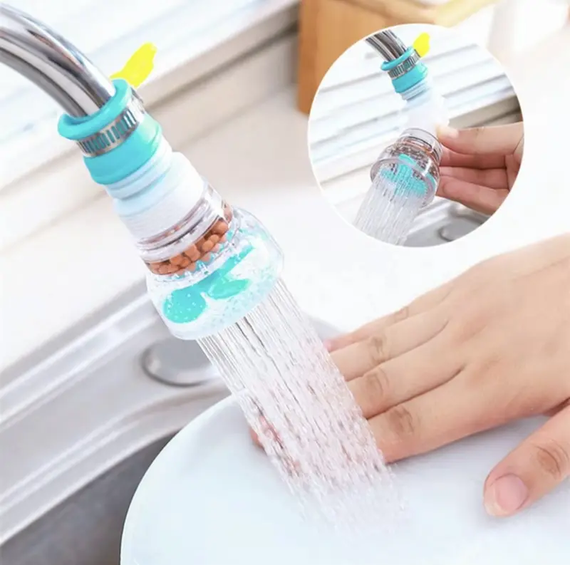 Đầu vòi lọc nước rửa bát tăng áp xoay 360 có thể kéo dài chống bắn nước ra ngoài, có cánh quạt 3