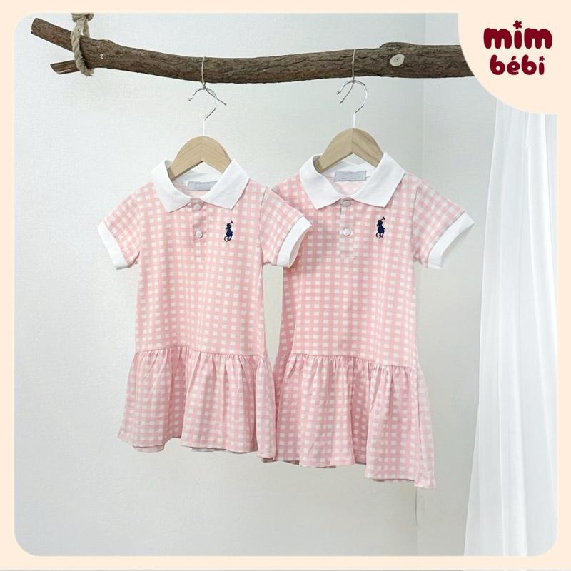 Product Introduction of Váy đuôi cá cổ bẻ caro hồng pastel hình thêu xinh yêu dành cho bé gái từ 10-20kg 2