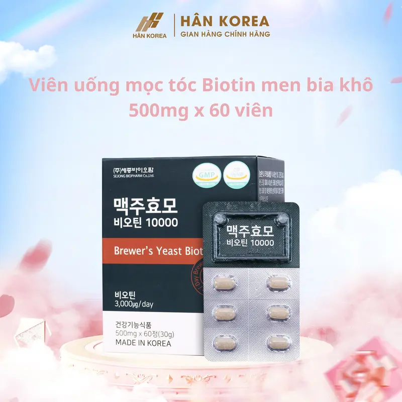 Biotin Viên Uống Hỗ Trợ Mọc Tóc Brewer's hộp 60 viên hàn quốc - Hỗ trợ kích thích mọc tóc, hỗ trợ giảm rụng tóc, gãy tóc 7