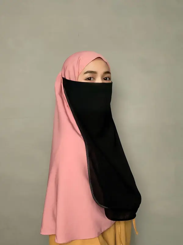 Cadar Tali 2 Layer Chiffon | Ceruty Bisban Kain Nyaman Tebal Muslim Tebal Muslim Instan Jilbab Semua musim Niqab 2