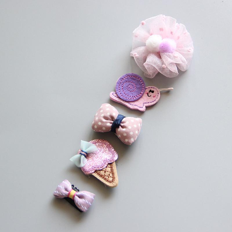 Product Introduction of Korean hand-made baby hairpin edge clip Baby hair clip Children's headdress hairpin Princess hairpin five-piece set 7