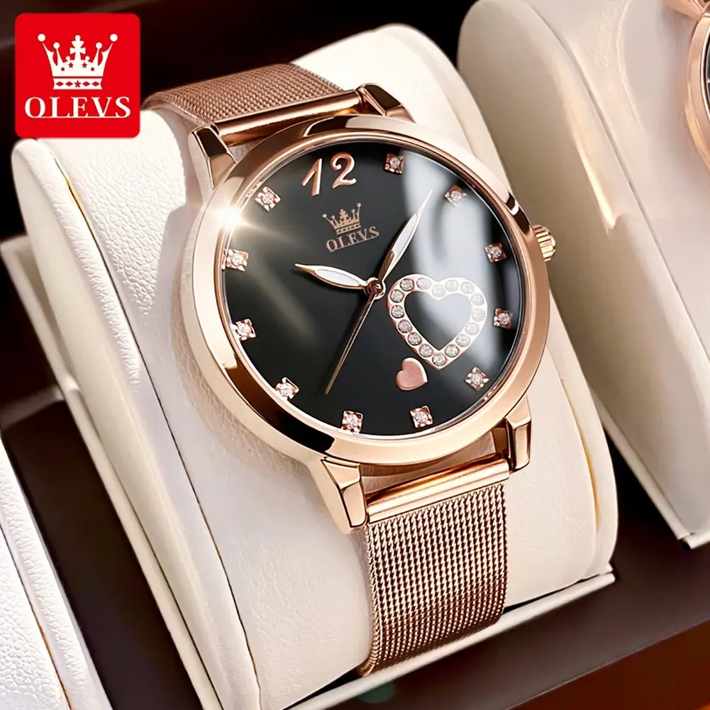 Jam Tangan Perempuan, OLEVS, Asli, Kalis Air, Keluli, Pergerakan Kuarza, Berkilau, Jam Tangan Wanita Kasual, 5189 Gold Watches i  watch