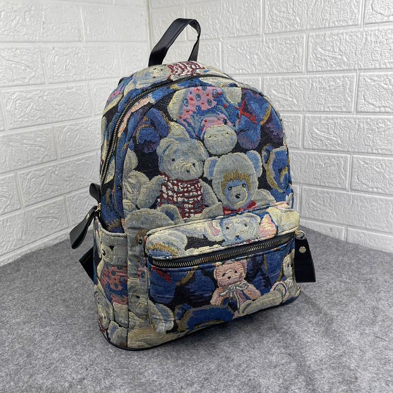 Balo Dạ gấu xanh thời trang nam nữ, bảo hành 3 tháng Da Nhung Đeo Vai Backpack cặp  nam 3