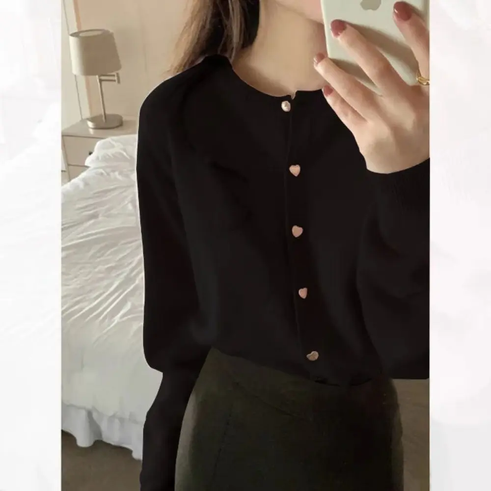 RICH-THEY Áo Len Thời Trang Hàn Quốc Mới Áo Khoác Cardigan Dệt Kim Cổ Tròn Nữ Dáng Rộng | BigBuy360 - bigbuy360.vn