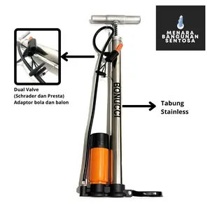 Pompa Angin Manual Tabung + Meter / Sepeda - Motor - Ban - Roda