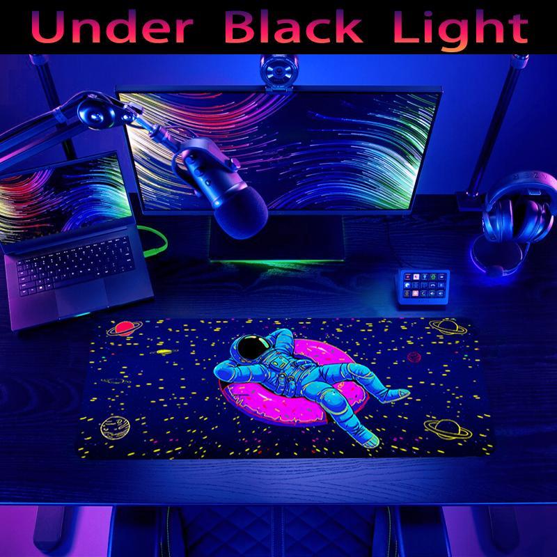 Cartoon Astronaut Pattern Extended Mouse Pad, 1 Count Fluorescent Design Decorative Mouse Pad, Desktop Mouse Pad for Home Office 5