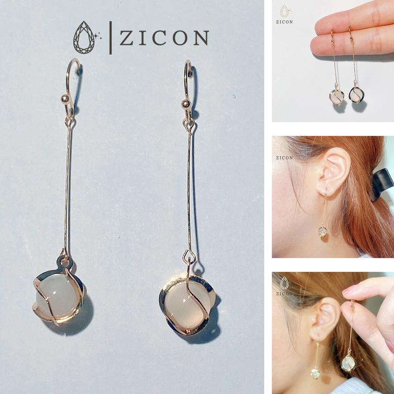 Product Introduction of [Mã D21] Bông Tai Dáng Thả Ngọc Lớn, Dáng dài đính đá opal _ KP22 1