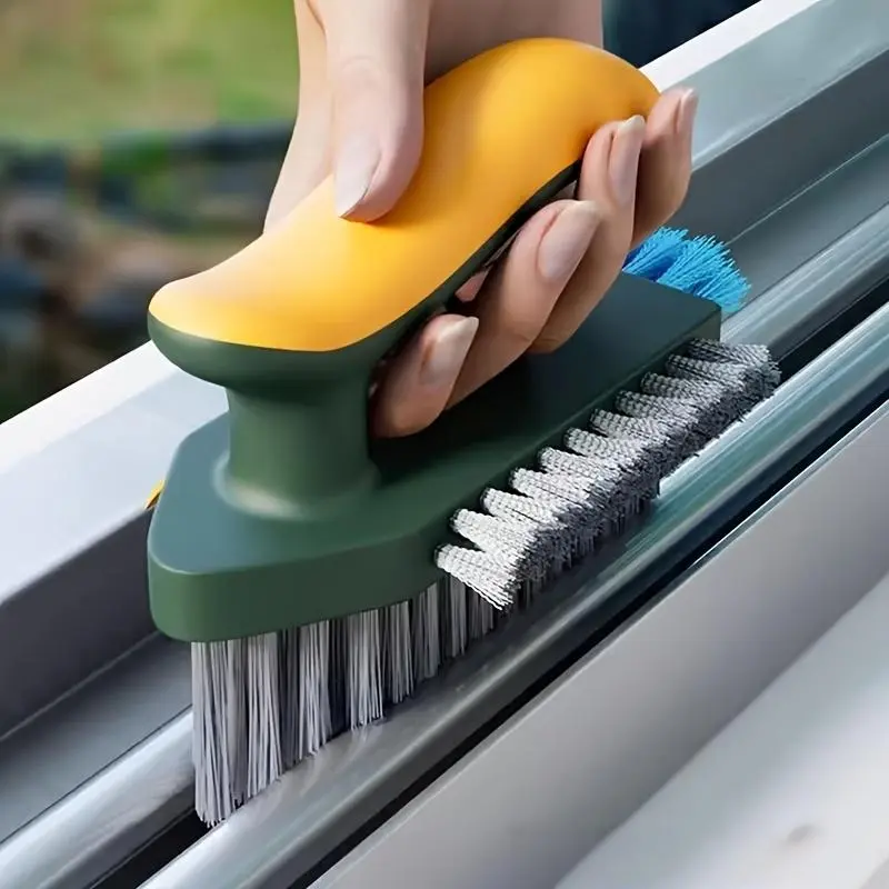 2 in 1 Window Groove Brush, Durable Plastic Handheld Window Groove Cleaning Brush, Household Items, Portable Cleaning Tool for Bathroom, Kitchen, Living Room