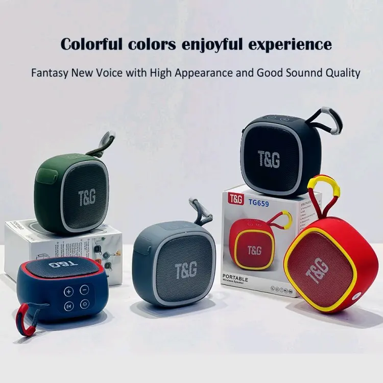 Loa bluetooth mini T&G 659. Có khe cắm thẻ nhớ và cổng sạc USB. Âm thanh chuẩn. Thích hợp mang đi du lịch, picnic 0