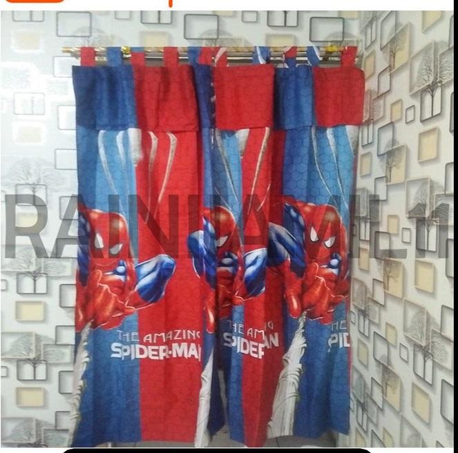 Gorden hordeng shaby poni model tali gantung Katun penutup jendela estetik Merah Ungu 4