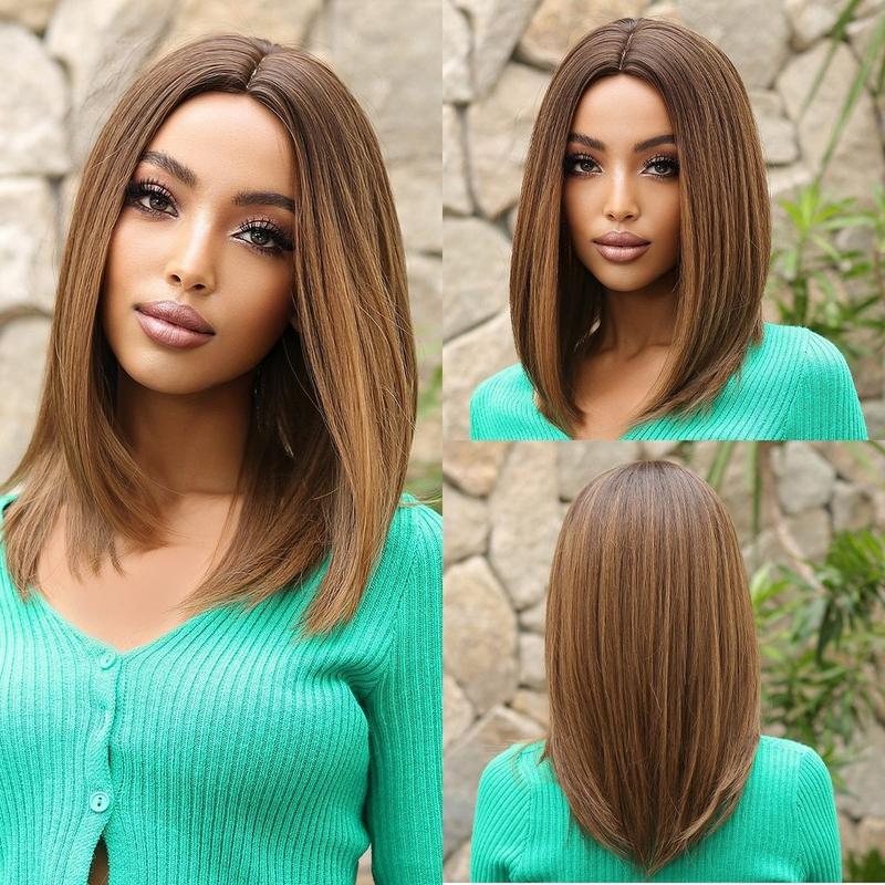 Product Introduction of short hair wig for woman full head cosplay Bob Wigs Red Highlight Middle Part Synthetic Wig 9