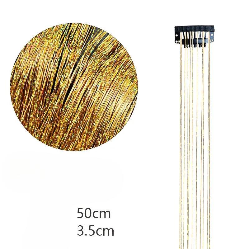 Product Introduction of Sparkle Shiny Hair Tinsel Rainbow Silk Hair Extensions Dazzles Women Hippie Shiny Threads Glitter Hair Tinsel Kit 8