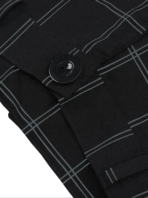 Men's Plaid Print Button Fly Slim Pants, Business Classic Casual Pocket Design Trousers For All Seasons, Men's Bottoms For Work Office Daily Wear, Menswear 2