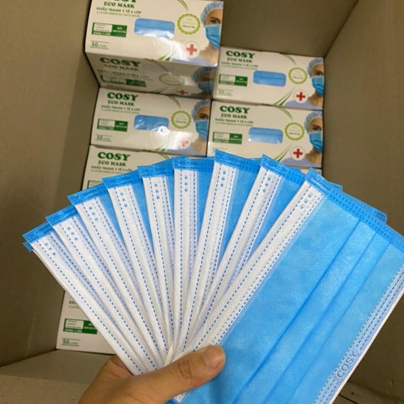Khẩu trang y tế 4 lớp Cosy kháng khuẩn, thoáng khí, chống bụi bẩn ô nhiễm- hộp 50 cái 4