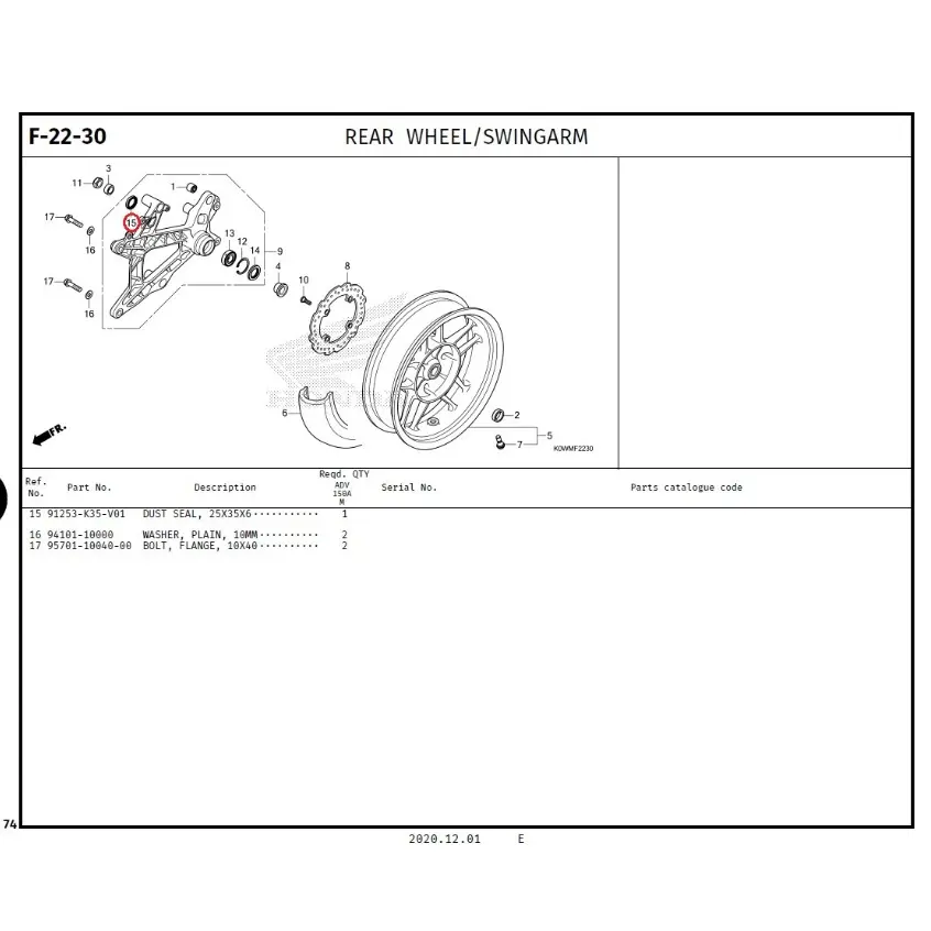 Dust Seal 25x35x6 ( 91253-K35-V01 ) ADV 150, ADV 160, PCX & PCX