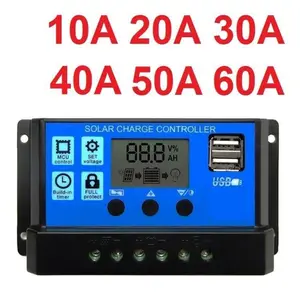 Solar Charge Controller LCD LED Display Solar Cell PWM 12V 24V 10A 20A 30A USB Panel Tenaga LCD Kecerdasan Auto Mengatur Solar Kontroler Pengisi Daya Baterai-Intl
