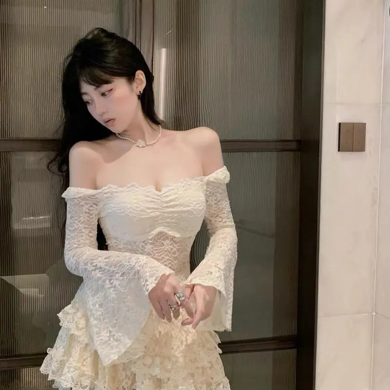 Áo Sơ Mi Gợi Cảm, Kèn Mùa Thu Mới, Tay Áo Dài Xuyên Thấu, Dáng Ôm, Đáy Ren Ngắn, Áo Xã Hội, Thiết Kế Cô Gái Nóng Bỏng Top Women Shirt