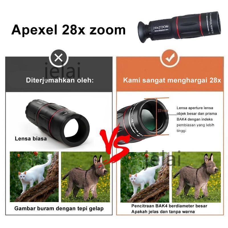 Lensa Apexel 28x Zoom Lensa Kamera Zoom Cam Lensa Tele Telezoom Lens Kamera Persediaan Konser Tele Zoom Lens Universal 18x25 Handphone Hd 2