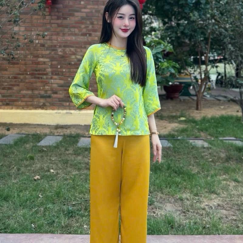 Bộ đồ đi chùa , đồ lam pháp phục đi lễ tằm thọ nhiều màu 5