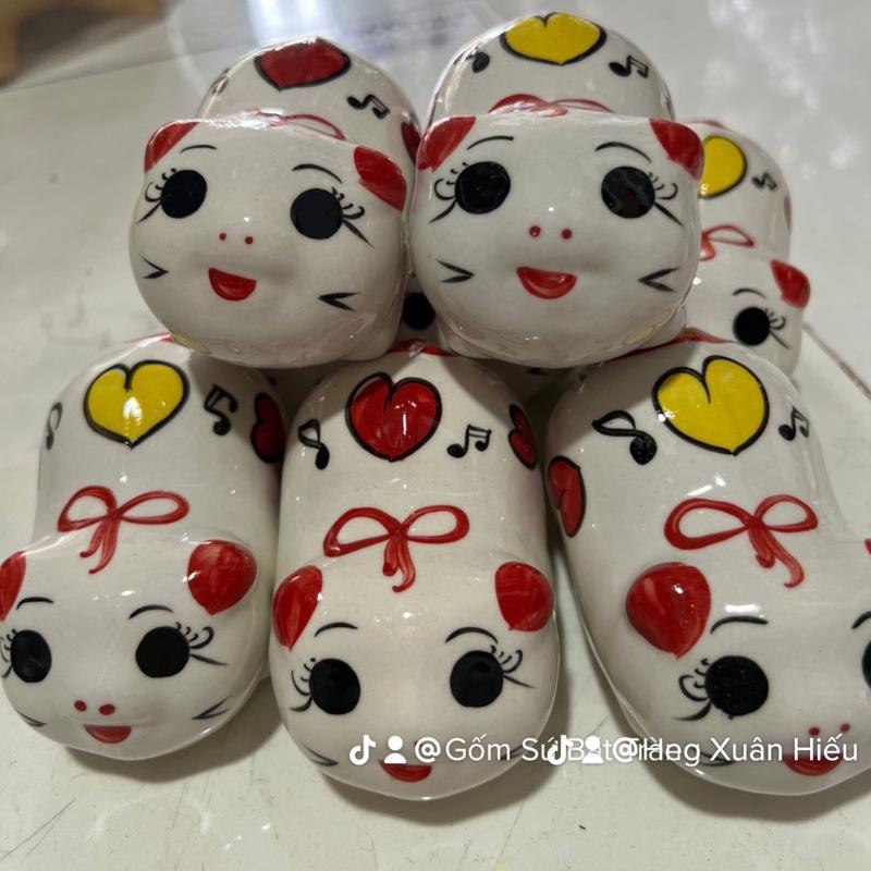 Heo Sứ Nhỏ Nhất Mini(5-7 tờ) Lỗ Tròn Heo Đất Tiết Kiệm, Lợn Đất Tiết Kiệm -Heo Xuân Hiếu Ống Tiết Kiệm Ống Heo