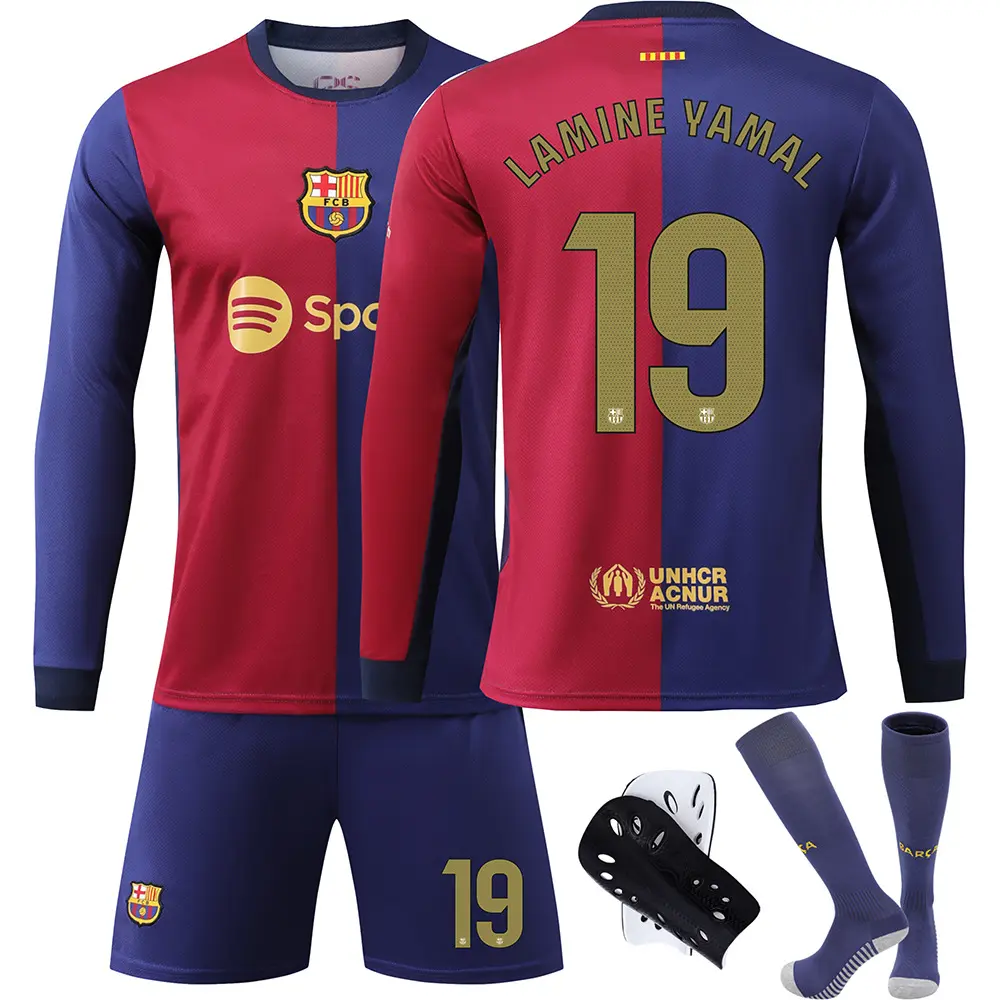 Áo Thi Đấu Bóng Đá, Barcelona, Dài Tay, Số 9 Levan, 8 Pederi, 6 GAVI, 10 Massey, 19 Yamal, Bộ Đồ Áo Polo, 2425 Top Sport