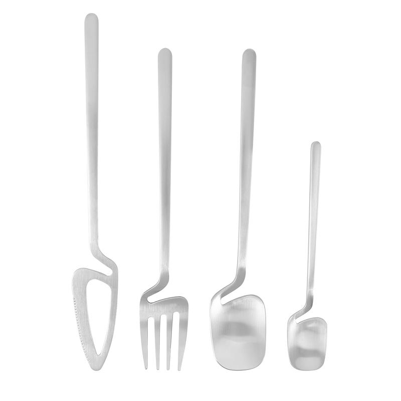 Matte Cutlery Set,Stainless Steel Dinner Tableware,Flatware Set,Knife Fork Spoon Dinnerware Set Party Set(Silver,4 PCS) 0