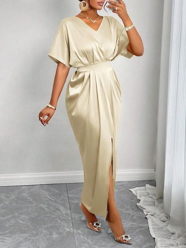 Women's Plain Satin Dress, Elegan Dress for Party Wedding Guest, Wedding Guest Dresses, Ladies Summer Clothes, Summer Dresses 2025 3