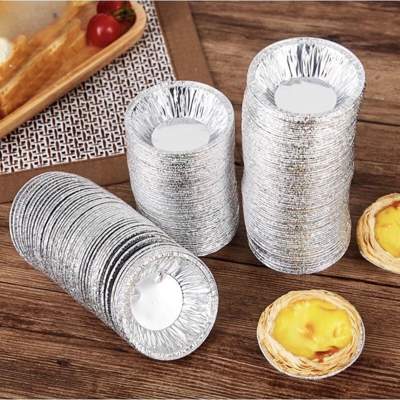 Set 100 Đế Chén Bạc Cốc Bạc Lót Khuôn Nướng Bánh Nướng Hàu Bánh Tart Trứng HA248