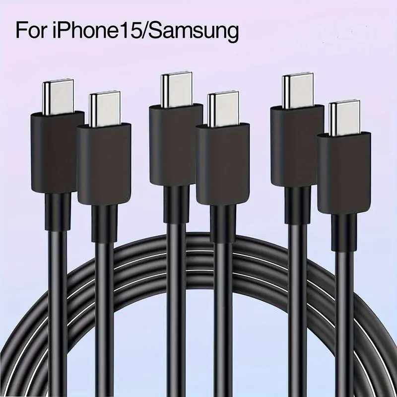 Cáp USB C Sang USB C, Sạc Dây Sạc Nhanh Type C, Tương Thích Với Samsung S23 / S22 / S21 / S20 / N10 / N20, iPhone 15, Cáp Dữ Liệu Điện Thoại Di Động Phụ Kiện 0