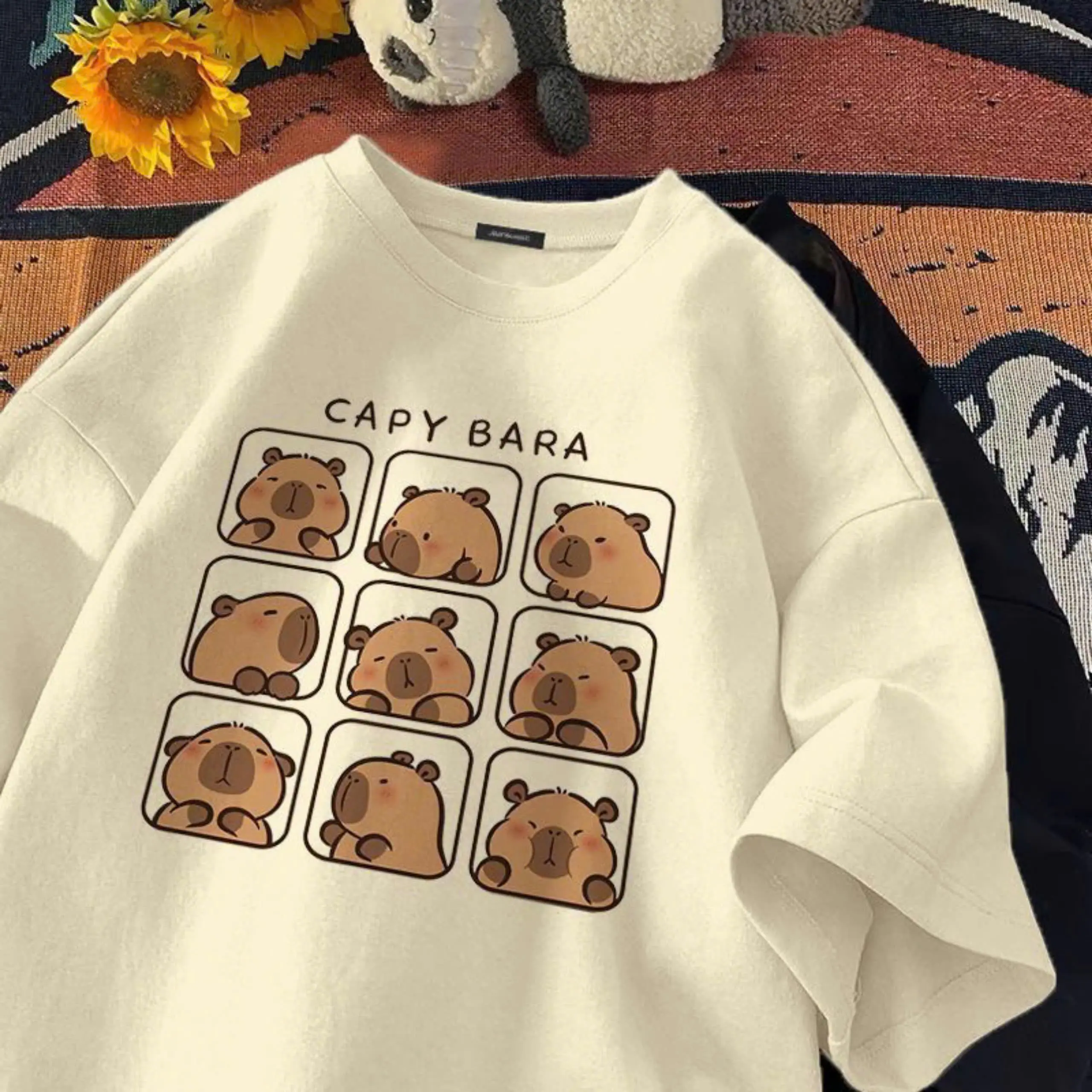 Áo thun CAPYBARA tay lỡ nam nữ phông form rộng teen cổ tròn freesize cotton giá rẻ basic dễ thương đơn giản menswear