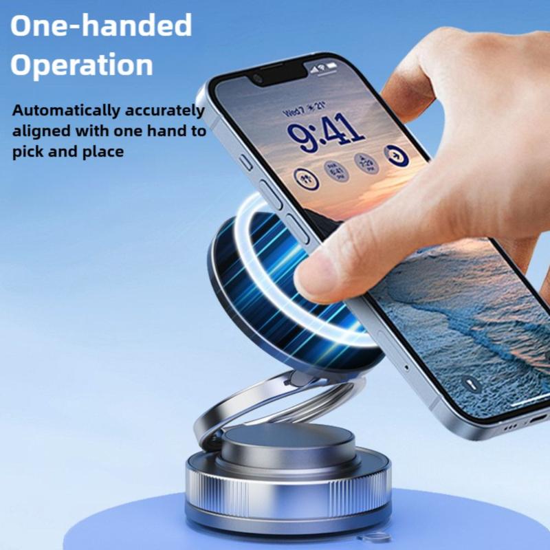 Product Introduction of High Quality Vacuum Suction Magnetic Phone Holder Folding for Magsafe Car Mount Phone Bracket Universal 360° Adjustable Phone Stand Bathroom 15