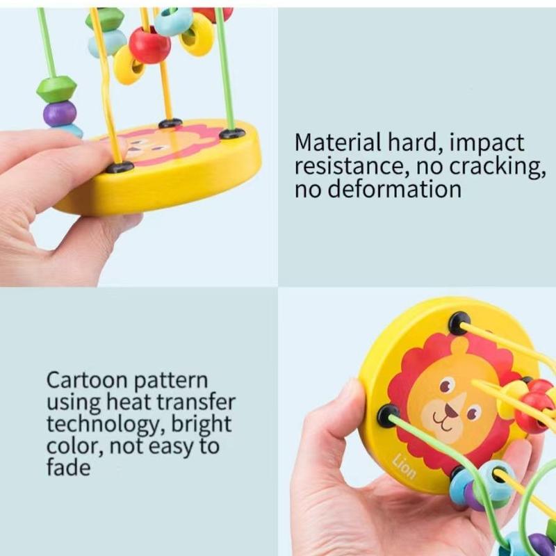 Mini Colorful Educational Game, Baby Wooden Toy, Wire Maze Around Beads Math Toy, Kids Developmental Learning Game Blocks 4