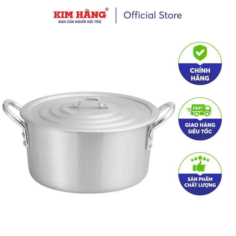 Nồi Nhôm KIM HẰNG ĐB Quai Tròn Xi Bóng (Size 16cm-30cm) 1