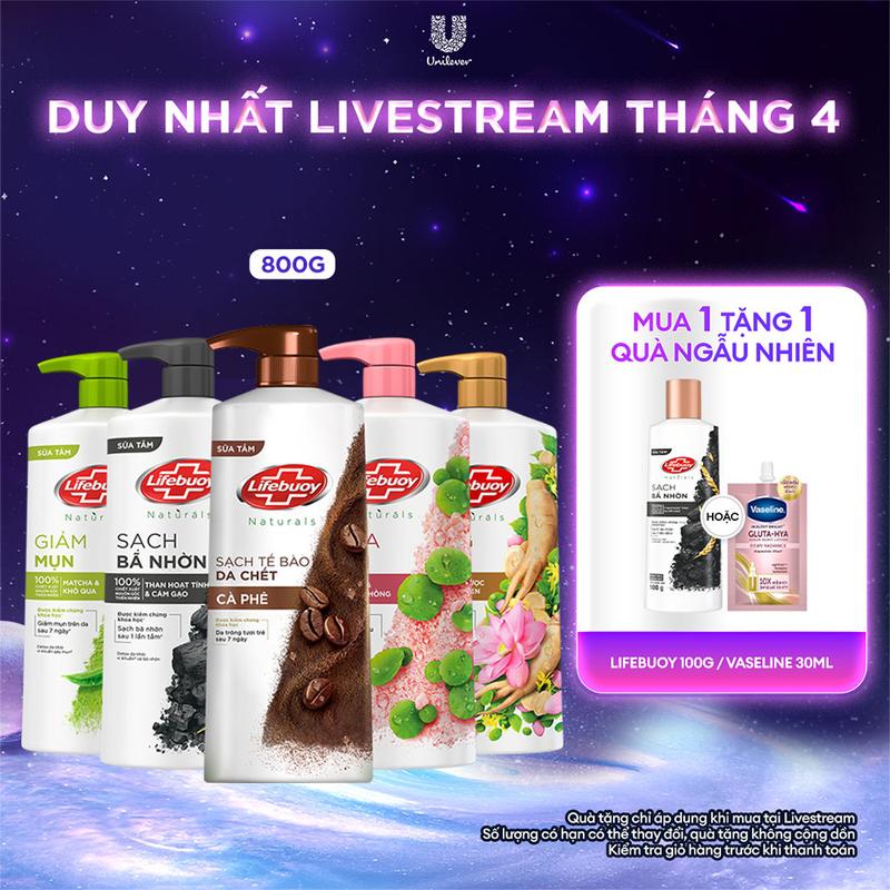 Sữa Tắm Lifebuoy Detox Chiết Xuất Matcha & Khổ Qua Hỗ Trợ Da Khỏi Vi Khuẩn Gây Mụn Chai 800g - Cho Nam & Nữ [1]