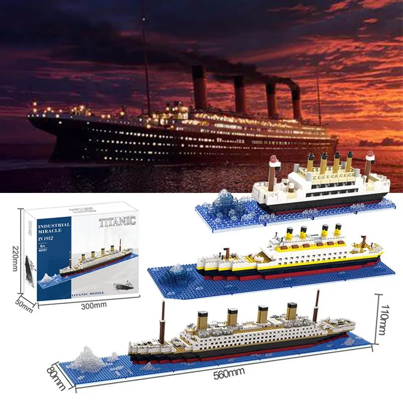[BYLAM] Titanic khối xây dựng Đồ chơi lắp ráp khổng lồ bé trai và bé gái Xếp hình Mô hình Tàu Du Lịch Quà tặng ngày lễ tình nhân 0