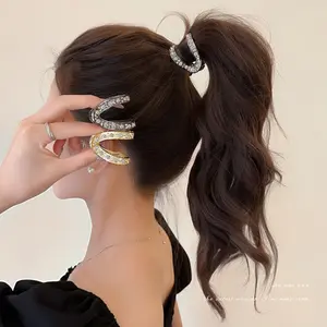 AB215 Jepitan Rambut Ekor Kuda Tinggi Berbentuk V Aksesoris Rambut Anti Runtuh Jepitan Memperbaiki Artefak Bagian Belakang Kepala Jedai Klip Cakar Rambut Aksesoris Wanita Korea