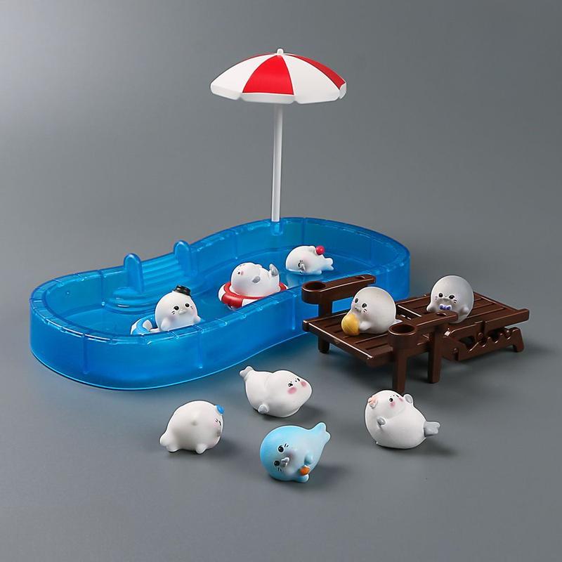 Product Introduction of Marine Cartoon Animal Resin Figurines Decorative Doll Desktop Miniature Decorations Office Desk Ornament Desktop Stress Relief Toy Figures Accessory Gift 15