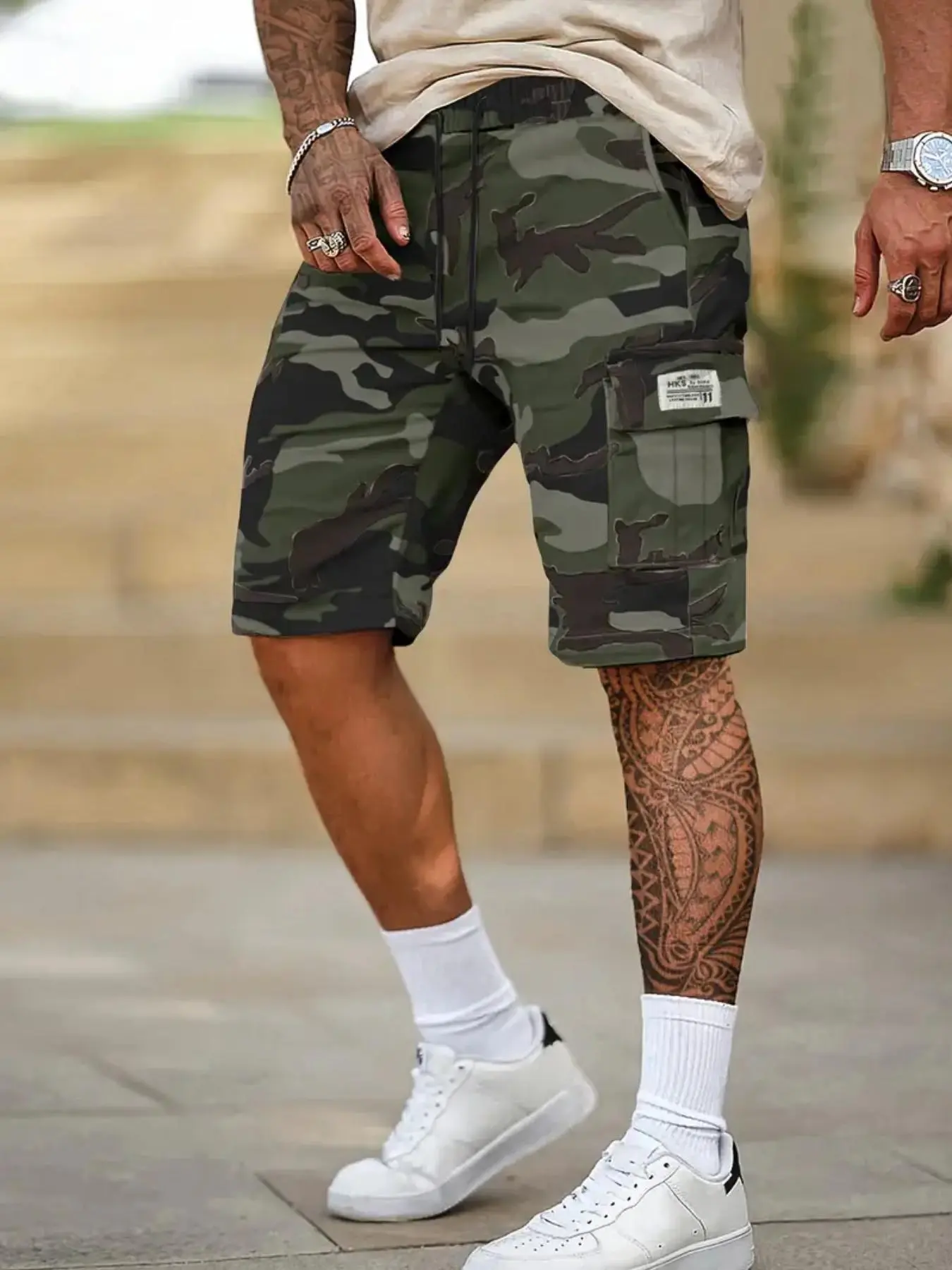 Men's Camo Print Cargo Shorts, Regular Fit Casual Comfy Shorts for Summer, Fashion Men's Bottoms for Daily Wear