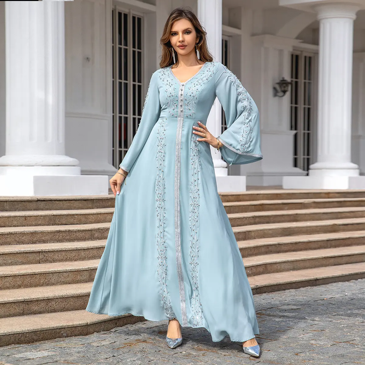 Ome Deals Middle East Muslim Robe Women Abaya Dubai Robe Embroidery Dress Fashion Custom