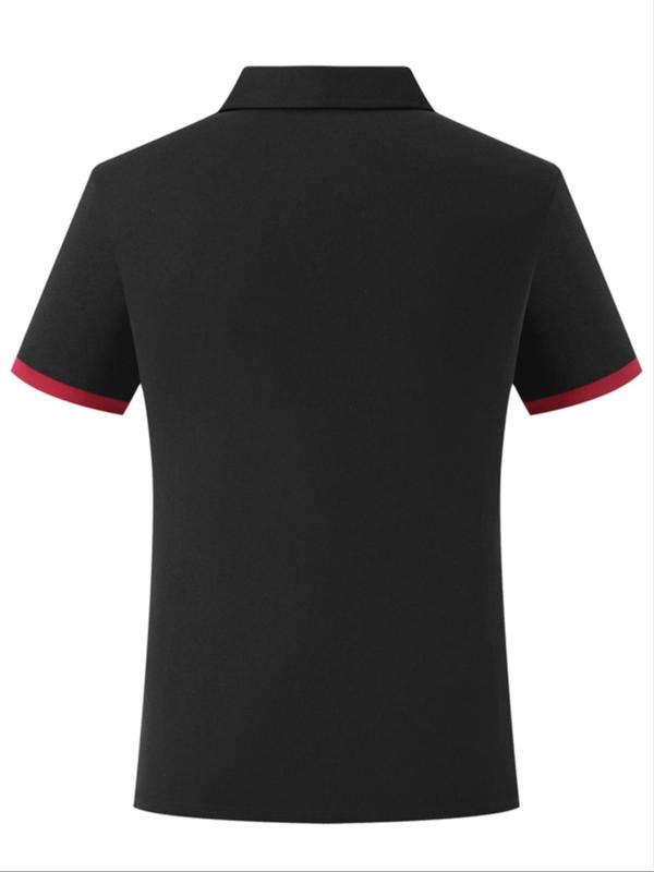 Men's Regular Fit Colorblock Horse Print Polo Shirt, Casual Short Sleeve Collared Top for Summer, Fashion Men's Clothes for Daily Wear, Menswear 5