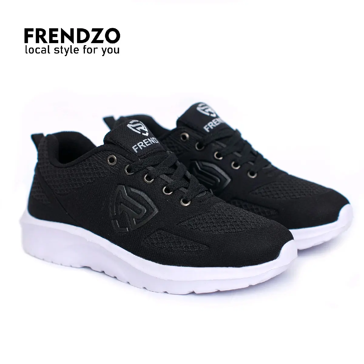 FRENDZO_sepatu sekolah sepatu hitam Putih-hitam polos Pria/wanita sepatu kerja fashion Casual Shoes Sneakers